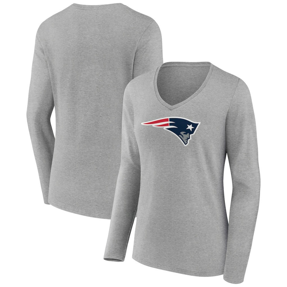 New England Patriots Women's Primary Team Logo Long Sleeve V-Neck T-Shirt