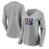 New York Giants Women's Primary Team Logo Long Sleeve V-Neck T-Shirt