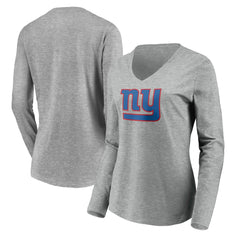 New York Giants Women's Primary Team Logo Long Sleeve V-Neck T-Shirt