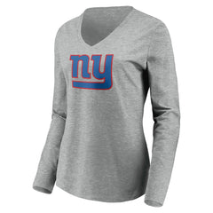 New York Giants Women's Primary Team Logo Long Sleeve V-Neck T-Shirt