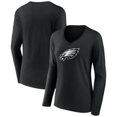Philadelphia Eagles Women's Primary Team Logo Long Sleeve V-Neck T-Shirt