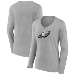 Philadelphia Eagles Women's Primary Team Logo Long Sleeve V-Neck T-Shirt