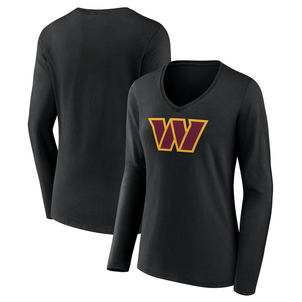 Washington Commanders Women's Primary Team Logo Long Sleeve V-Neck T-Shirt