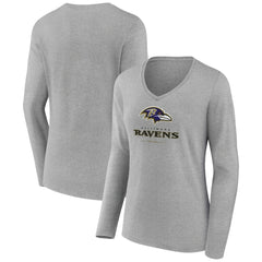 Baltimore Ravens Women's Logo Team Lockup Long Sleeve V-Neck T-Shirt