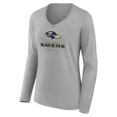 Baltimore Ravens Women's Logo Team Lockup Long Sleeve V-Neck T-Shirt