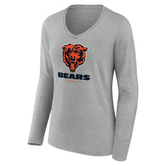 Chicago Bears Women's Logo Team Lockup Long Sleeve V-Neck T-Shirt