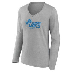 Detroit Lions Women's Logo Team Lockup Long Sleeve V-Neck T-Shirt