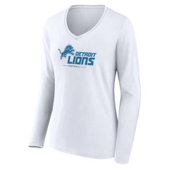 Detroit Lions Women's Logo Team Lockup Long Sleeve V-Neck T-Shirt