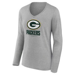 Green Bay Packers Women's Logo Team Lockup Long Sleeve V-Neck T-Shirt