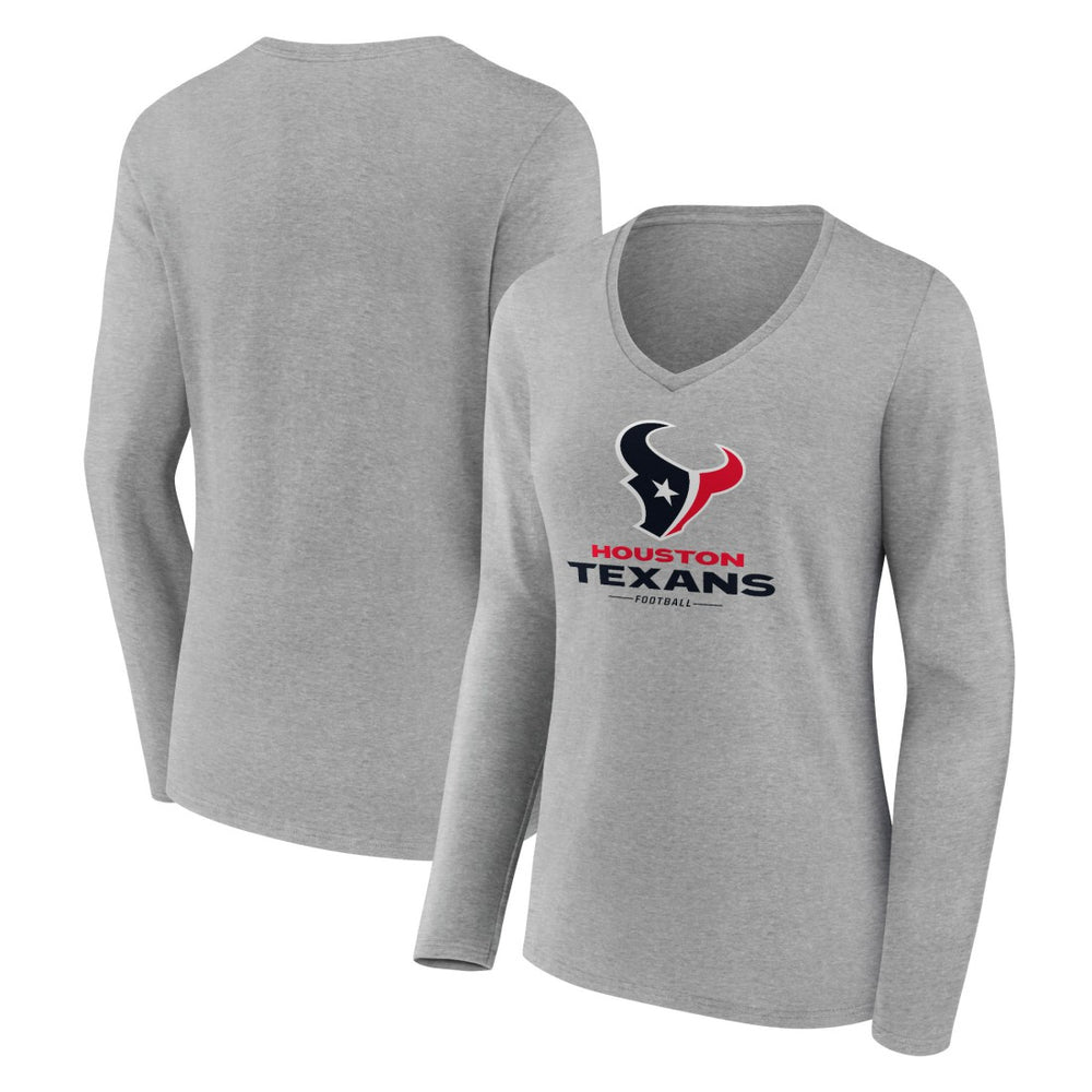 Houston Texans Women's Logo Team Lockup Long Sleeve V-Neck T-Shirt