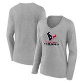 Houston Texans Women's Logo Team Lockup Long Sleeve V-Neck T-Shirt
