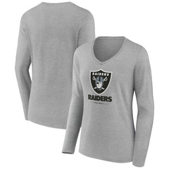 Las Vegas Raiders Women's Logo Team Lockup Long Sleeve V-Neck T-Shirt