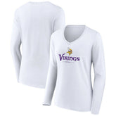Minnesota Vikings Women's Logo Team Lockup Long Sleeve V-Neck T-Shirt