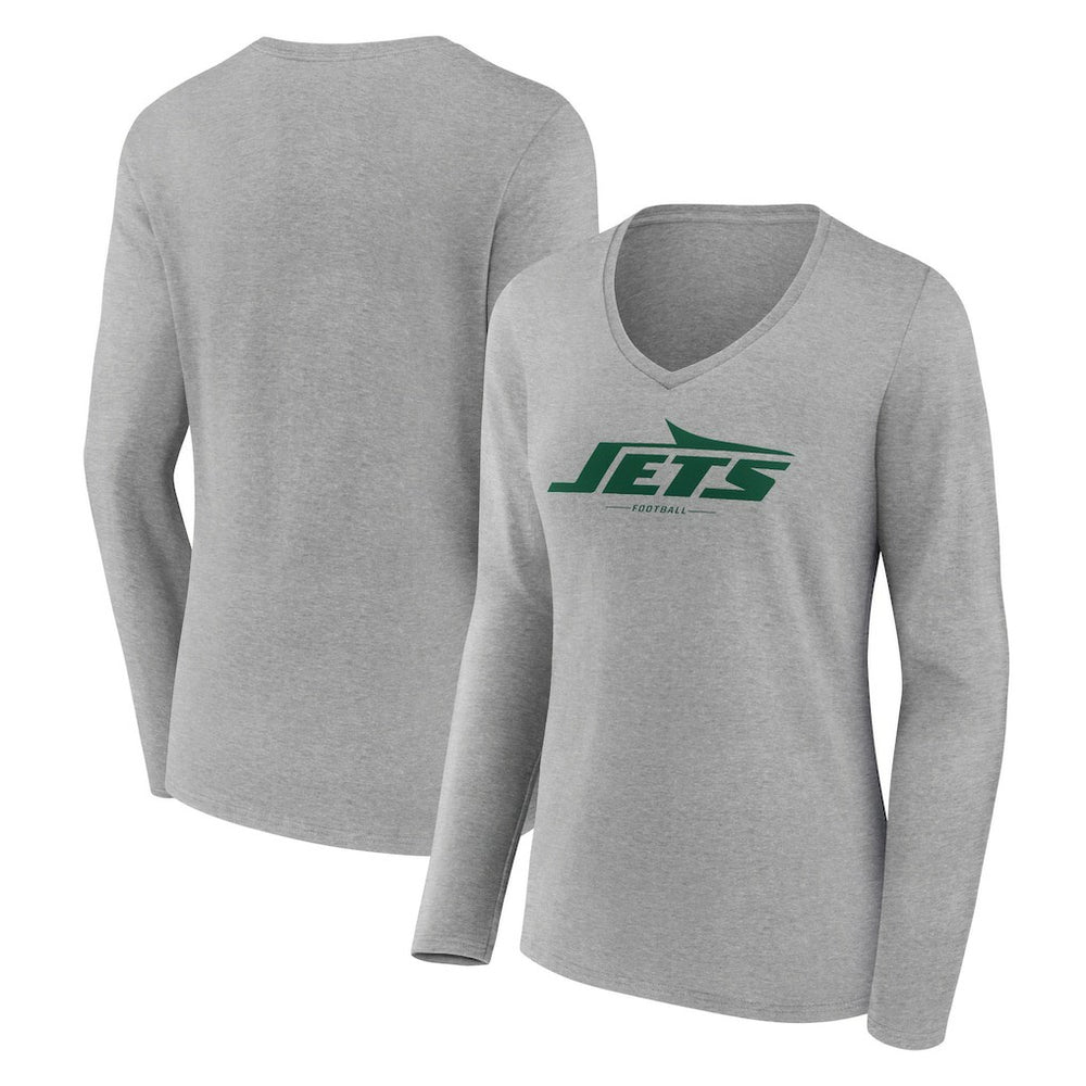 New York Jets Women's Logo Team Lockup Long Sleeve V-Neck T-Shirt