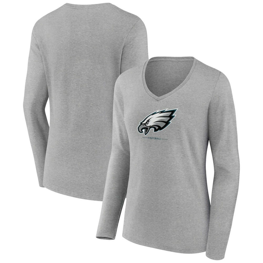 Philadelphia Eagles Women's Logo Team Lockup Long Sleeve V-Neck T-Shirt