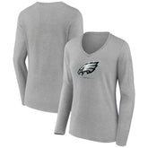 Philadelphia Eagles Women's Logo Team Lockup Long Sleeve V-Neck T-Shirt