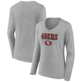 San Francisco 49ers Women's Logo Team Lockup Long Sleeve V-Neck T-Shirt