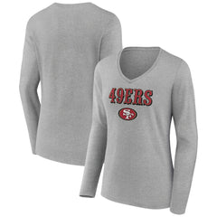 San Francisco 49ers Women's Logo Team Lockup Long Sleeve V-Neck T-Shirt