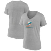 Miami Dolphins Women's Logo Team Lockup V-Neck T-Shirt