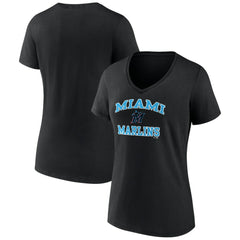 Miami Marlins Women's Heart and Soul V-Neck T-Shirt | MLB On Sale