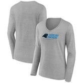 Carolina Panthers Women's Logo Team Lockup Long Sleeve V-Neck T-Shirt