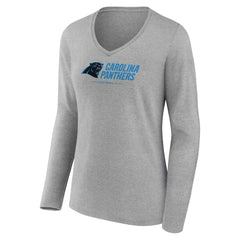 Carolina Panthers Women's Logo Team Lockup Long Sleeve V-Neck T-Shirt