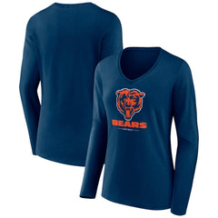 Chicago Bears Women's Logo Team Lockup Long Sleeve V-Neck T-Shirt