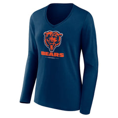 Chicago Bears Women's Logo Team Lockup Long Sleeve V-Neck T-Shirt