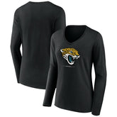 Jacksonville Jaguars Women's Logo Team Lockup Long Sleeve V-Neck T-Shirt