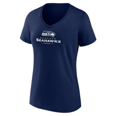 Seattle Seahawks Women's Logo Team Lockup V-Neck T-Shirt