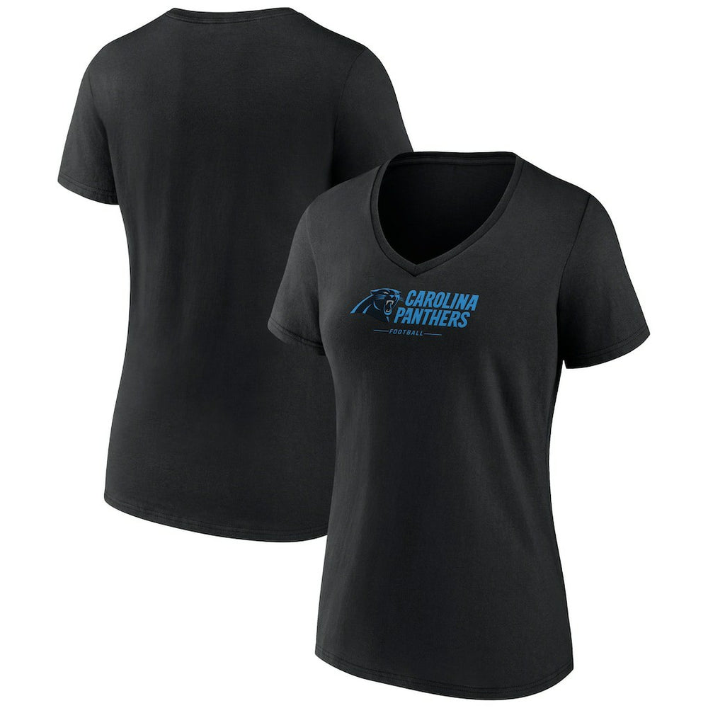 Carolina Panthers Women's Logo Team Lockup V-Neck T-Shirt
