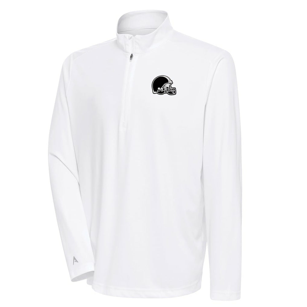 Cleveland Browns Antigua Metallic Logo Tribute Quarter-Zip Top