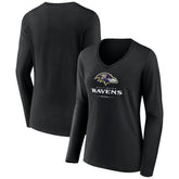Baltimore Ravens Women's Logo Team Lockup Long Sleeve V-Neck T-Shirt