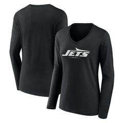 New York Jets Women's Logo Team Lockup Long Sleeve V-Neck T-Shirt