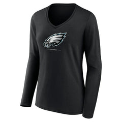 Philadelphia Eagles Women's Logo Team Lockup Long Sleeve V-Neck T-Shirt
