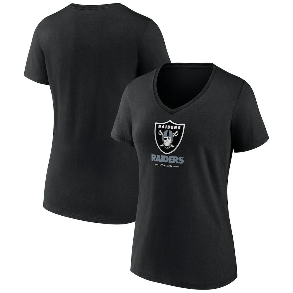 Las Vegas Raiders Women's Logo Team Lockup V-Neck T-Shirt