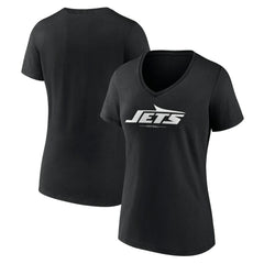 New York Jets Women's Logo Team Lockup V-Neck T-Shirt