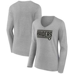 Las Vegas Raiders Women's On Side Stripe Long Sleeve V-Neck T-Shirt