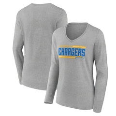 Los Angeles Chargers Women's On Side Stripe Long Sleeve V-Neck T-Shirt