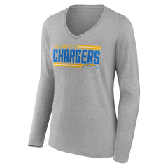 Los Angeles Chargers Women's On Side Stripe Long Sleeve V-Neck T-Shirt