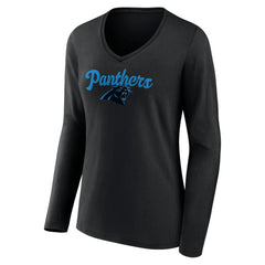 Carolina Panthers Women's Freehand Team Long Sleeve V-Neck T-Shirt