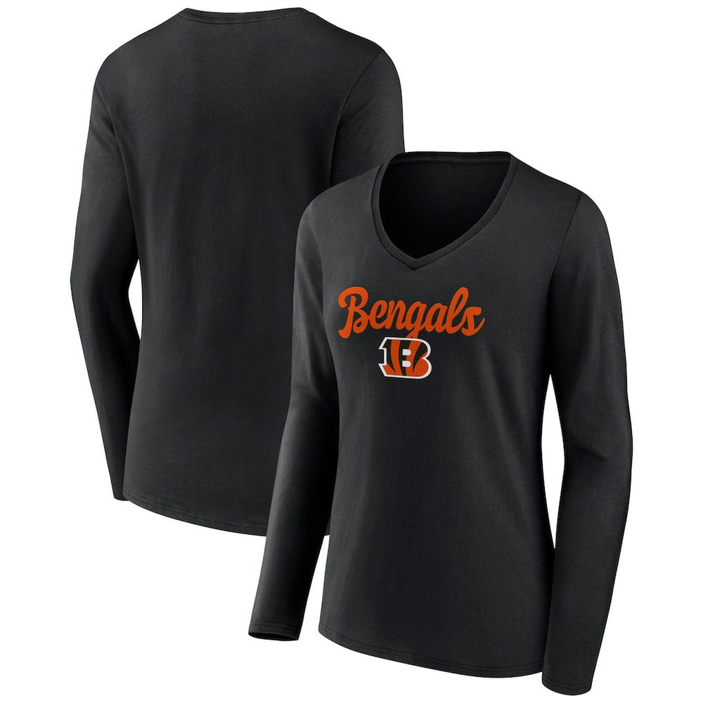 Cincinnati Bengals Women's Freehand Team Long Sleeve V-Neck T-Shirt
