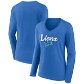 Detroit Lions Women's Freehand Team Long Sleeve V-Neck T-Shirt