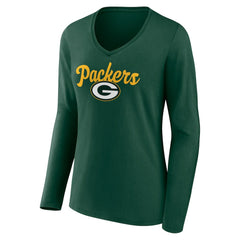 Green Bay Packers Women's Freehand Team Long Sleeve V-Neck T-Shirt