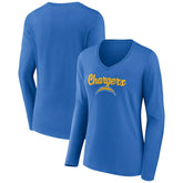 Los Angeles Chargers Women's Freehand Team Long Sleeve V-Neck T-Shirt