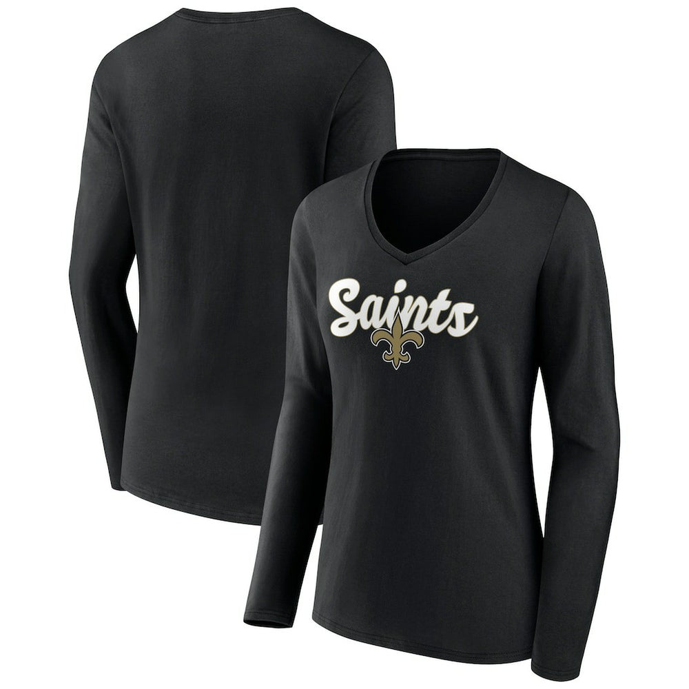 New Orleans Saints Women's Freehand Team Long Sleeve V-Neck T-Shirt