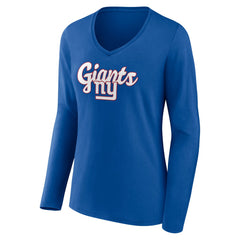 New York Giants Women's Freehand Team Long Sleeve V-Neck T-Shirt