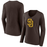 San Diego Padres Women's Team Logo Long Sleeve V-Neck T-Shirt | MLB For sale