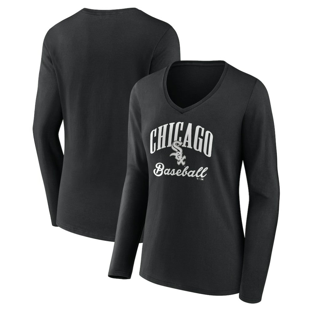 Chicago White Sox Women's Victory Script Long Sleeve V-Neck T-Shirt | MLB Discount