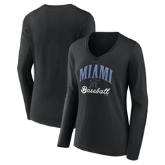 Miami Marlins Women's Victory Script Long Sleeve V-Neck T-Shirt | MLB Near me